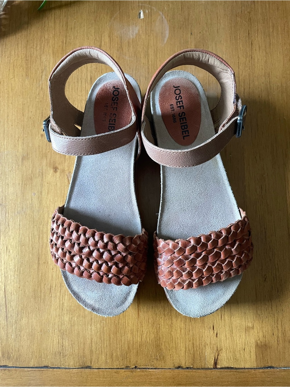 Josef Seibel Clea 16 Sandals EU 39 US 8-8.5 Orange Kombi Brown Weave Platform